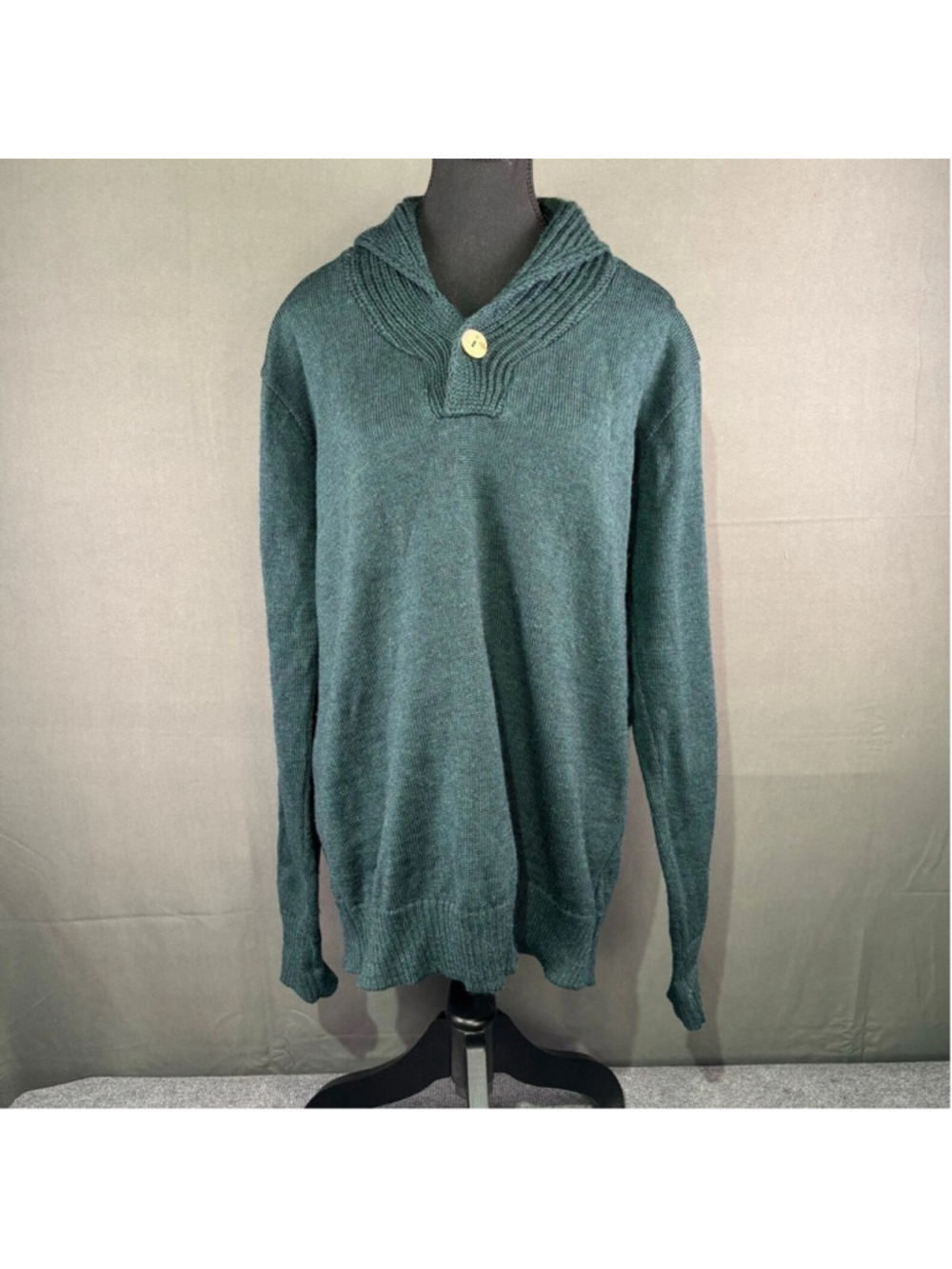 VTG British Wool Naturally Sweater Men’s 2XL 100% Wool Cabincore Thermal Green